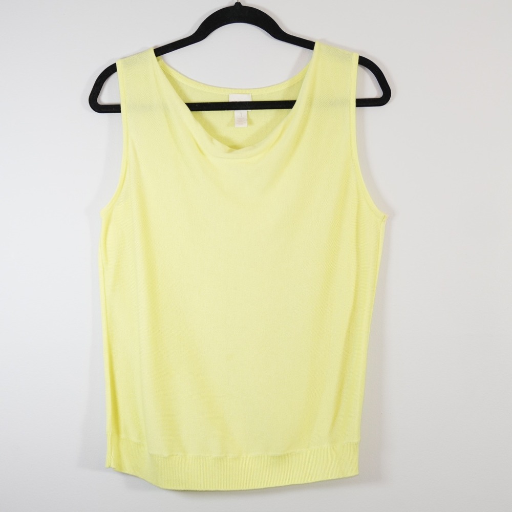 Chico's Yellow Sleeveless Sweater Tank Knit Shell Top Cotton Blend Women's 1 M